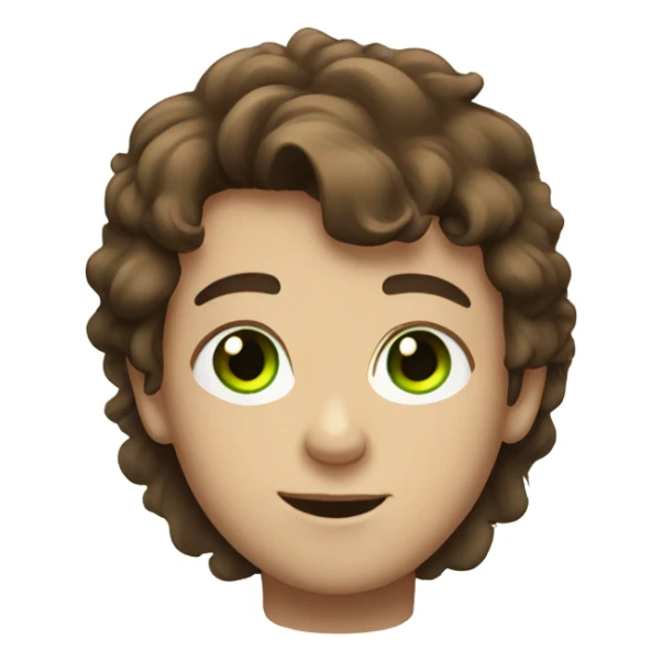 Boy with fluffy brown hair and green eyes sticker