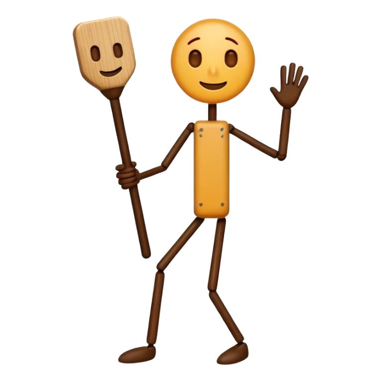 stick figure made of wood, playful and clear sticker