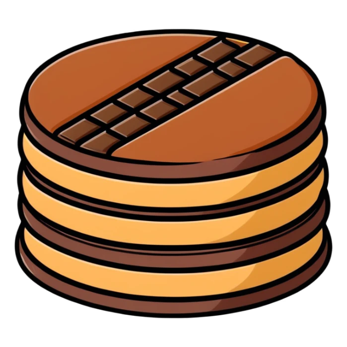 round chocolate wafer covered in chocolate with peanut butter cream filling sticker