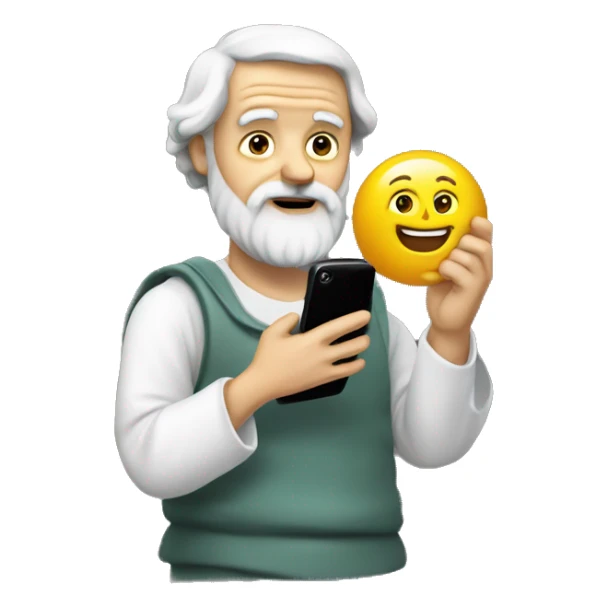 Aristotle holds a cell phone in his hand sticker