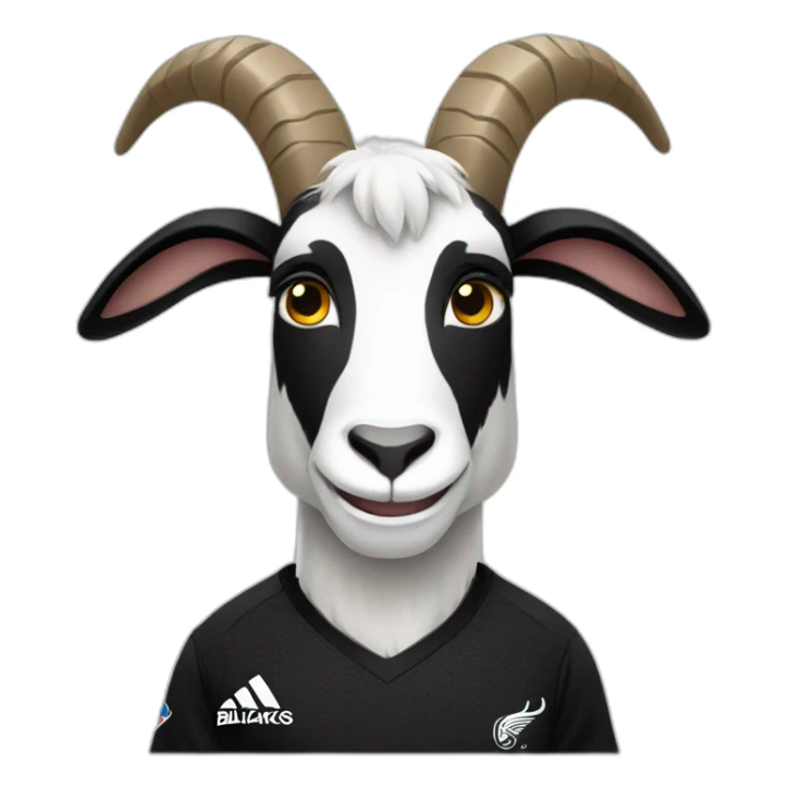 Goat wearing New Zealand all blacks jersey sticker