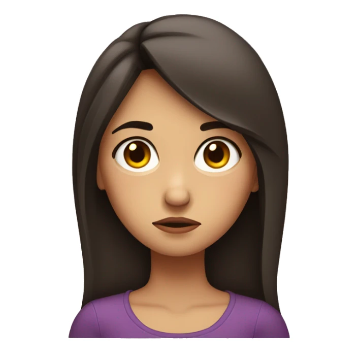 brunette girl frowning with sad eyebrows sticker