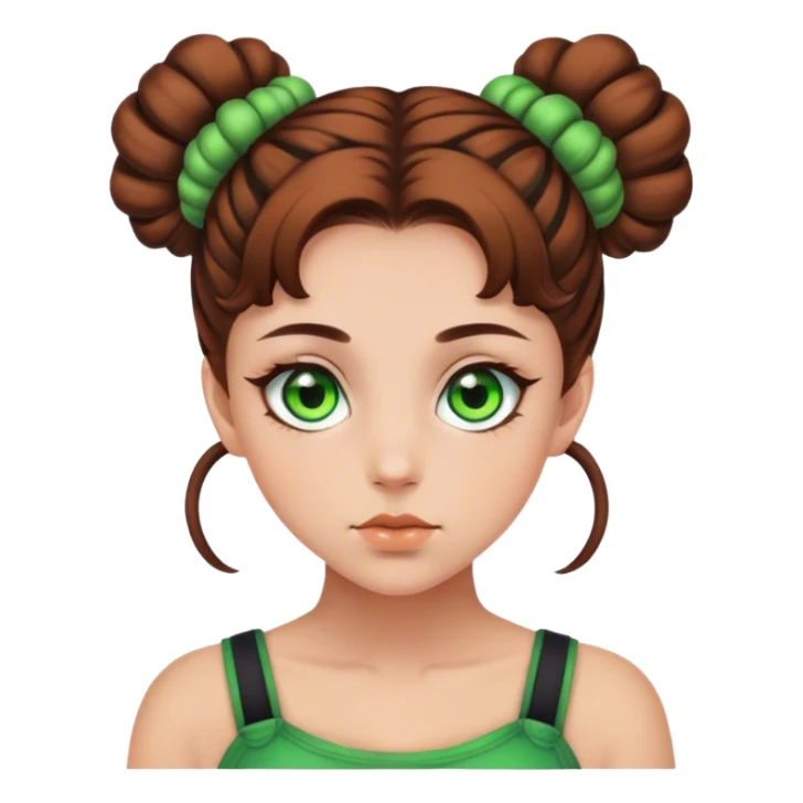 green eyed girl with brown spacebuns sticker