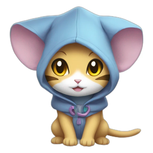 The pokemon Mew with a hoodle sticker