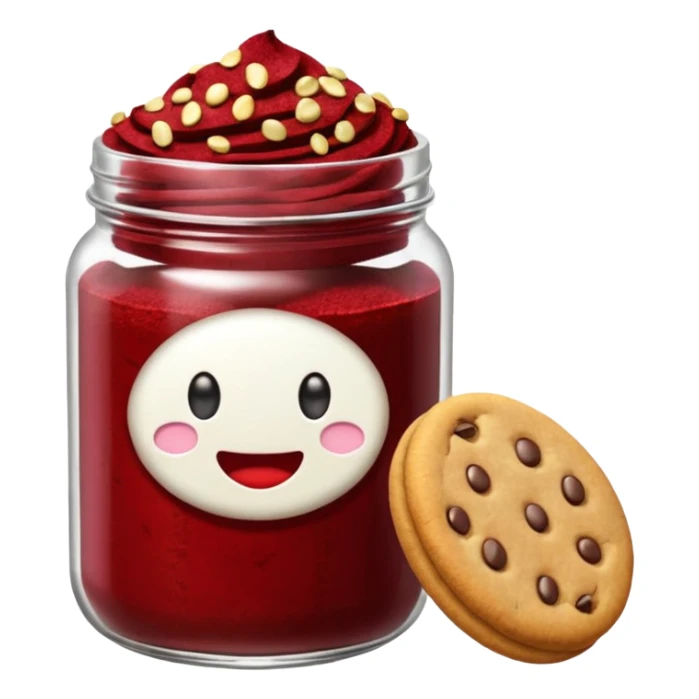Emoji de un tarro de galletas Red Velvet con pepitas de chocolate blanco sticker