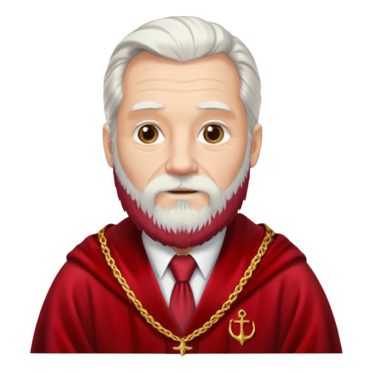 An older man with long white hair and beard, wearing a red tie and robe (possibly inspired by Dumbledore). sticker