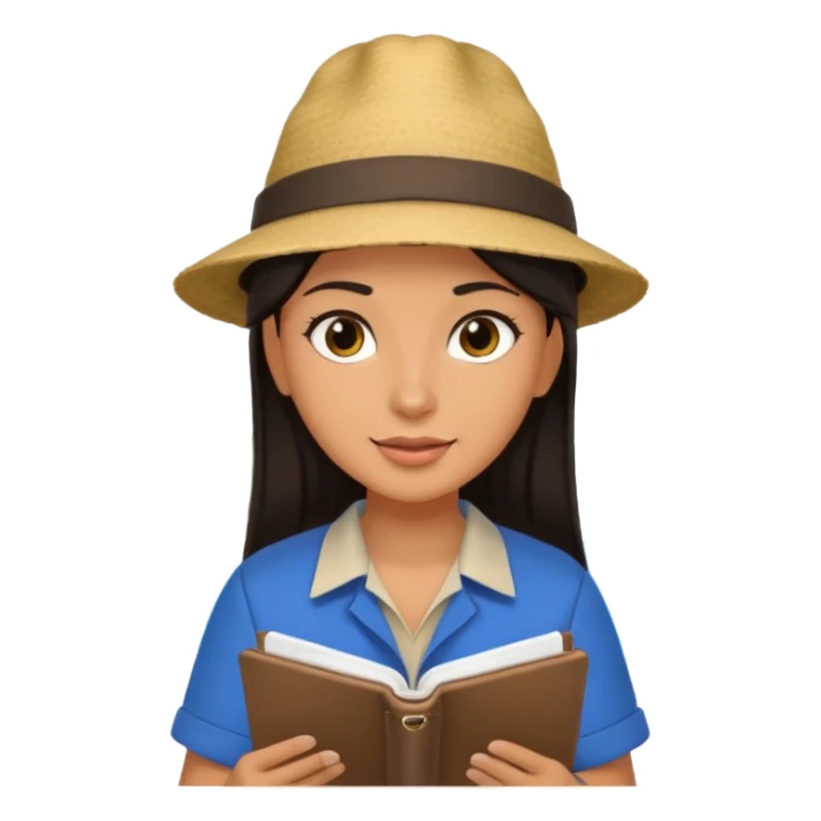 island tour guide with a notebook, dark hair sticker