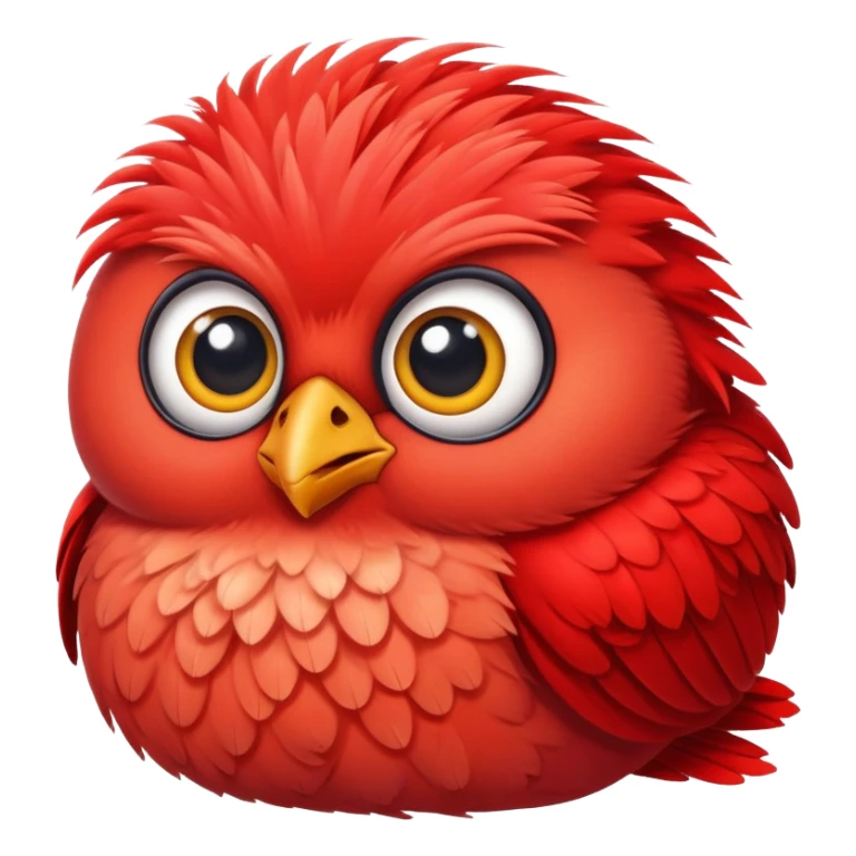 adorable round red bird with big eyes sticker