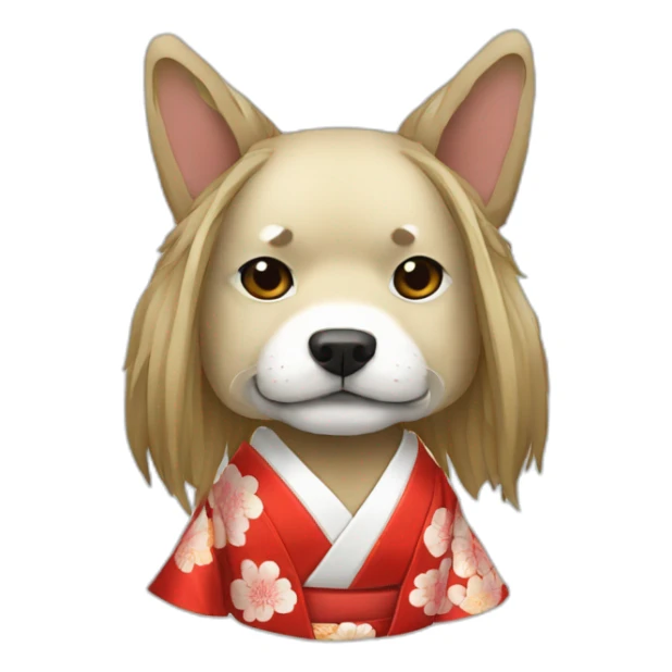 hot-guy-noh-dog-mask-longhair-japanese-kimono sticker