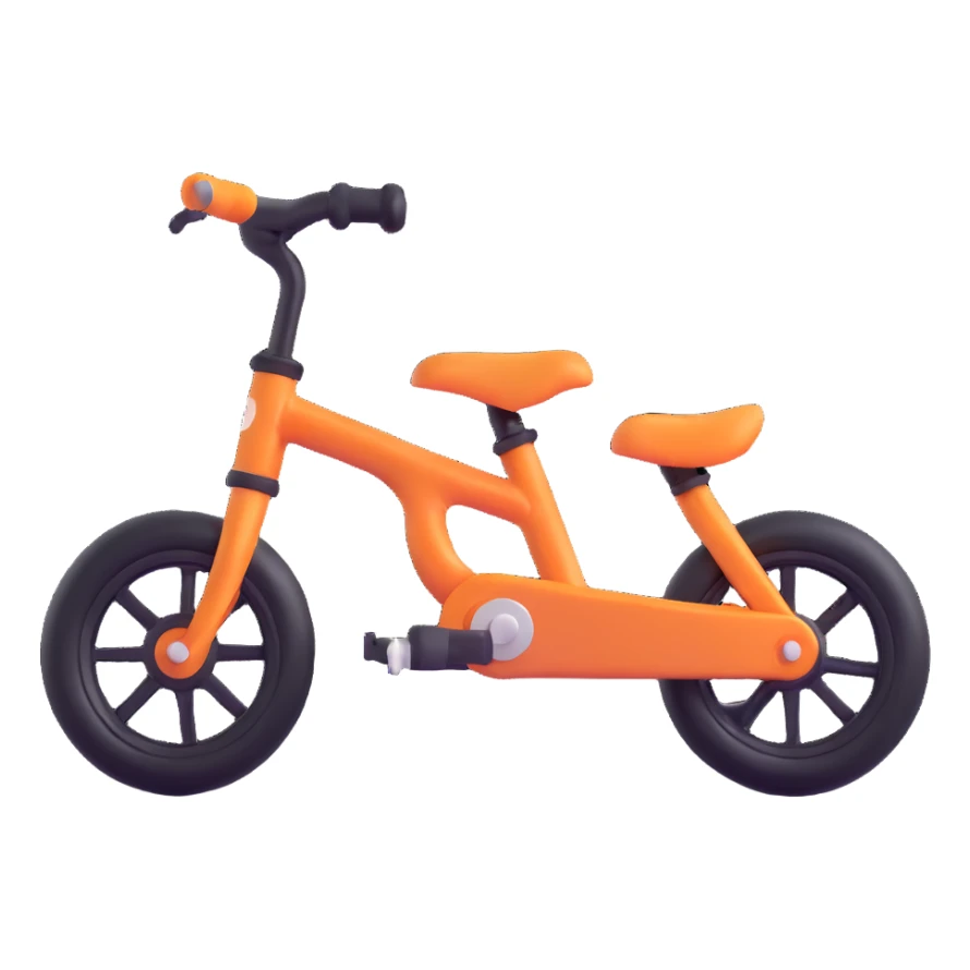 small kid's bike with four wheels, two big and two small sticker