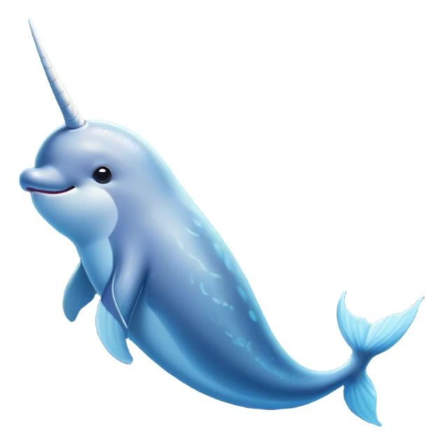 Cinematic Comical Cute Narwhal Portrait Emoji, Head tilted dramatically with an exaggeratedly amused expression, featuring a uniquely curved tusk, a sleek body with wide, comically expressive eyes brimming with playful disbelief, Simplified yet hilariously expressive features, highly detailed, glowing with a slightly sassy oceanic glow, high shine, dramatic yet playful, stylized with an air of cheeky marine mischief, soft glowing outline, capturing the essence of a meme-worthy cute narwhal that looks ready to side-eye its way into viral fame! sticker