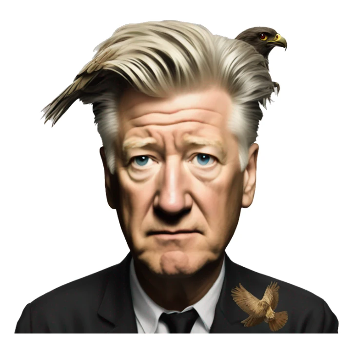 david lynch with a hawk tuah shirt sticker