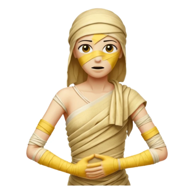 mummy Human figure wrapped in yellowed bandages, one arm stretched forward.
 sticker