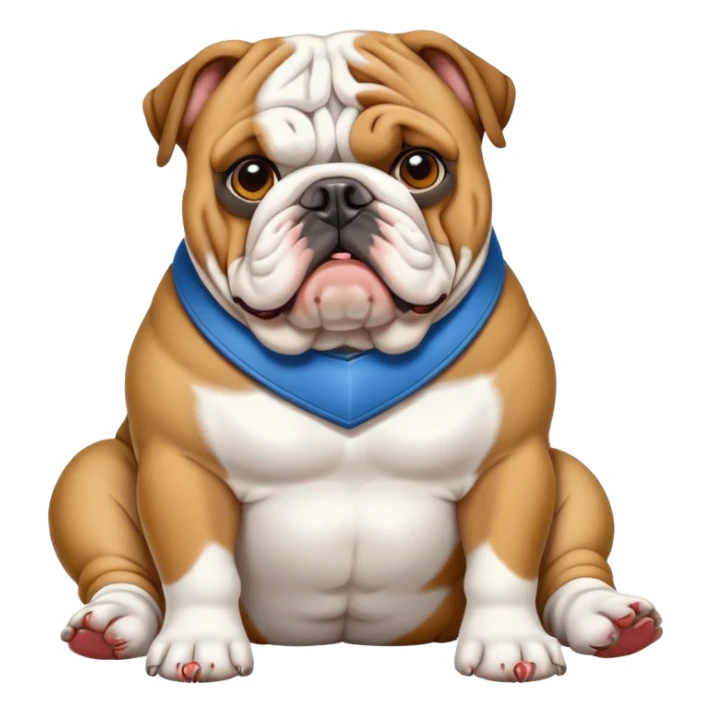 English bulldog sitting next to a permit sticker