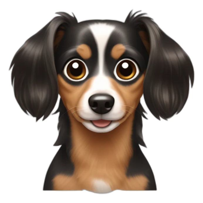 Long hair dachshund Chihuahua mix with brown & black hair sticker