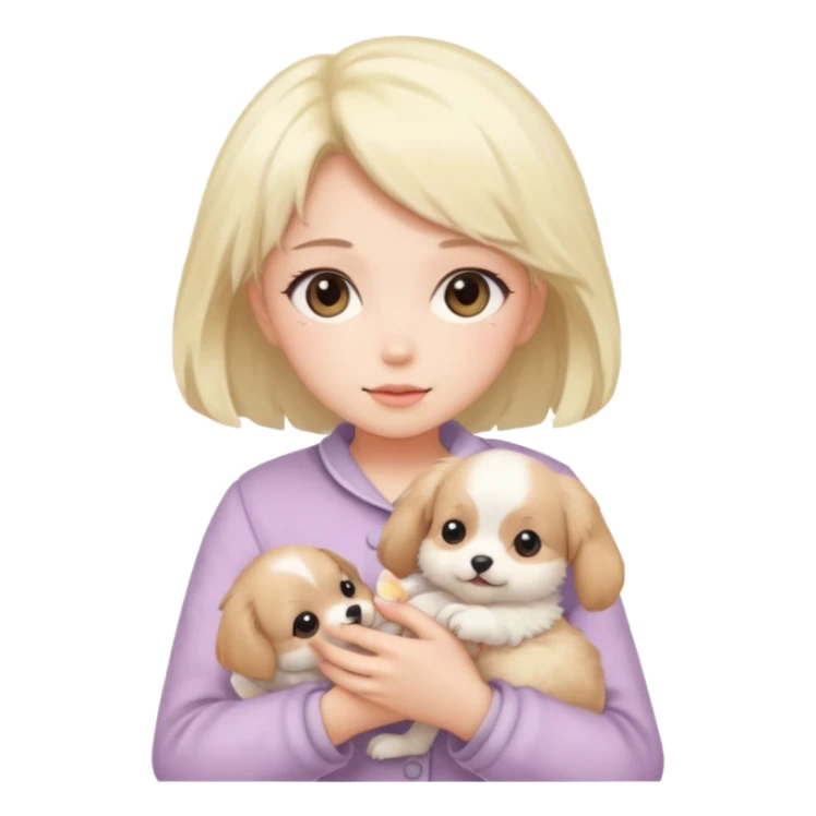 Pastel anime lady holding puppy sticker