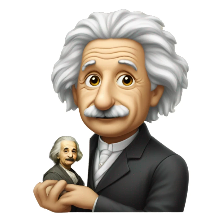 Albert Einstein holding a portrait of the Mona Lisa sticker