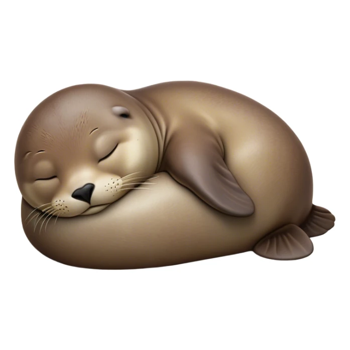 Meme-Worthy cute Sleeping Seal Portrait Emoji, Head resting peacefully with a contented smile, showcasing a luxuriously smooth, glossy form and eyes gently closed in serene slumber, Simplified yet hilariously adorable features, highly detailed, glowing with a soft, drowsy ocean light, high shine, relaxed and utterly lovable, stylized with an air of playful laziness, bright and heartwarming, soft glowing outline, capturing the essence of a sleeping seal that feels destined to become the next viral sensation of adorable rest! sticker