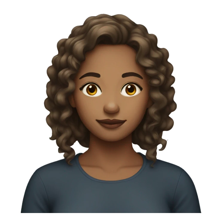 A young woman with light brown skin, black long curls sticker