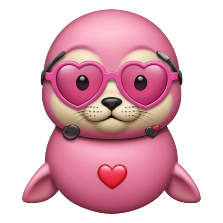 a pink seal wearing heart sunglasses  sticker