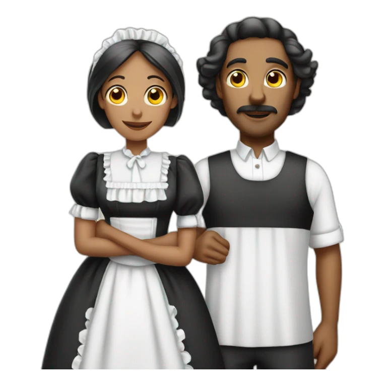 man dressed as maid besides his wife sticker