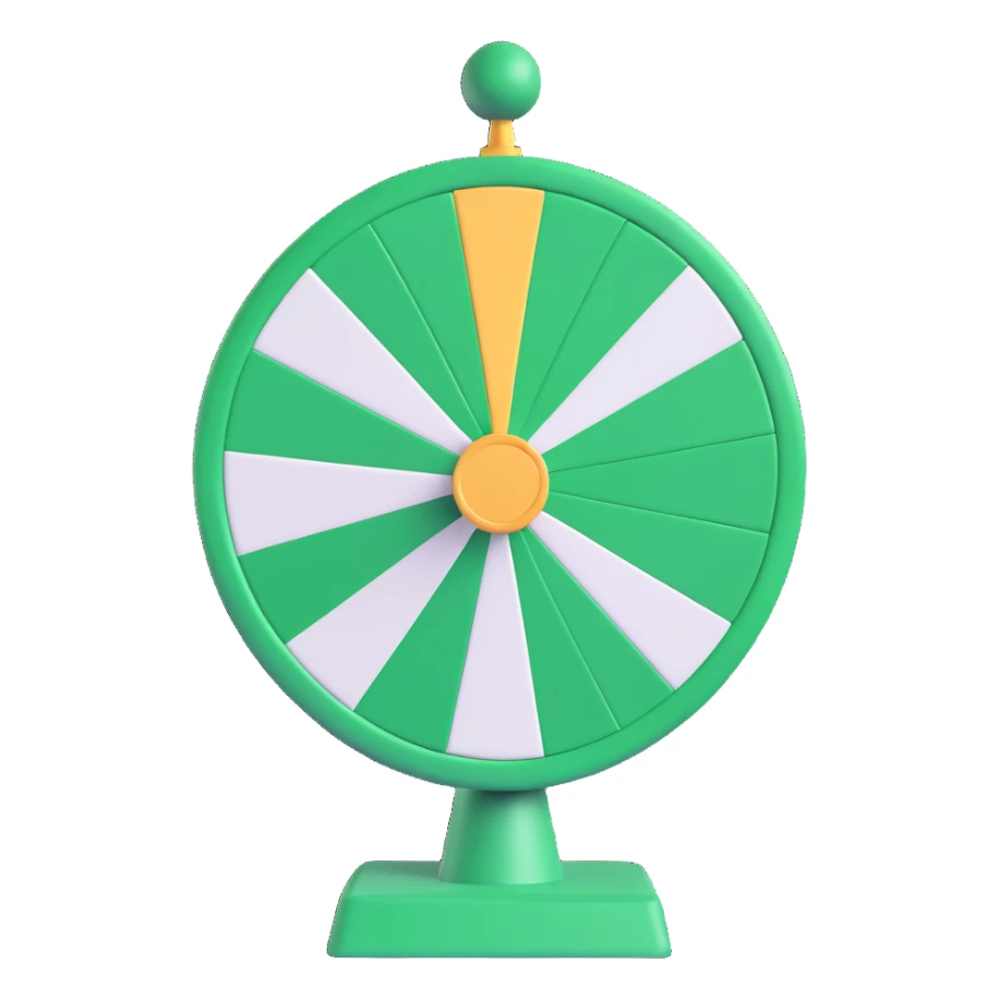 spinning prize wheel with alternating green and white sections sticker