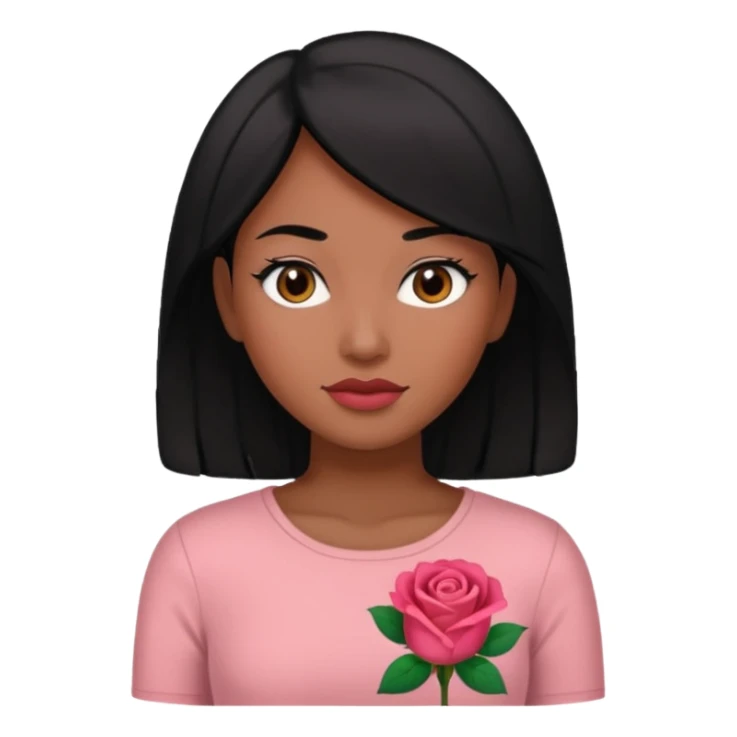 Black hair woman wearing rose top sticker
