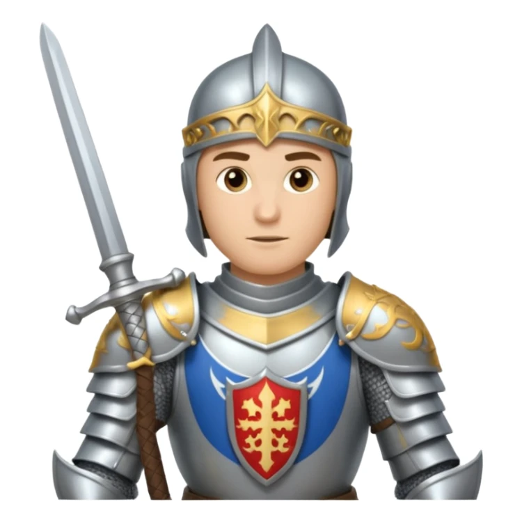 a knight in bright silver armor, holding a sword sticker