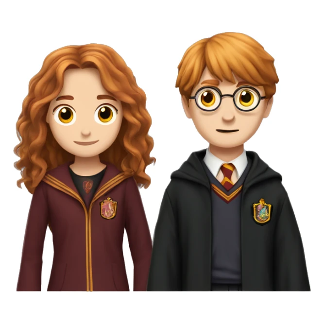 harry potter with hermoine granger and ron weasley standing together sticker