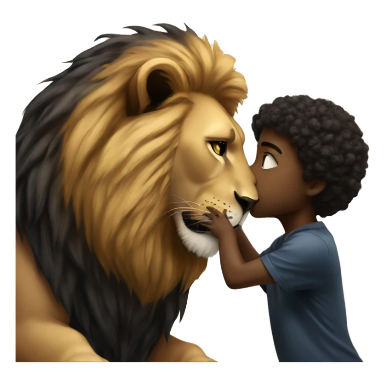 Big serious lion kissing a little young black panther sticker