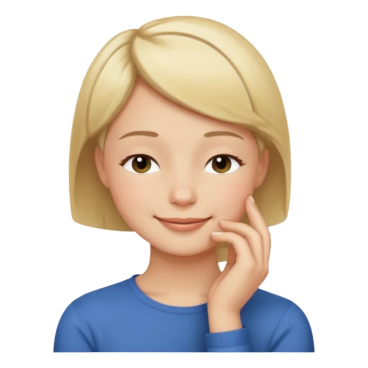 Smiling with eyes closed with hand under chin sticker