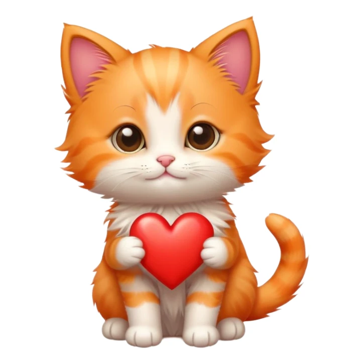 cute little orange kitten with a heart sticker