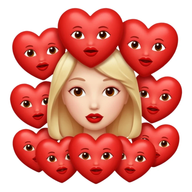 A bunch of hearts and kissy lips sticker