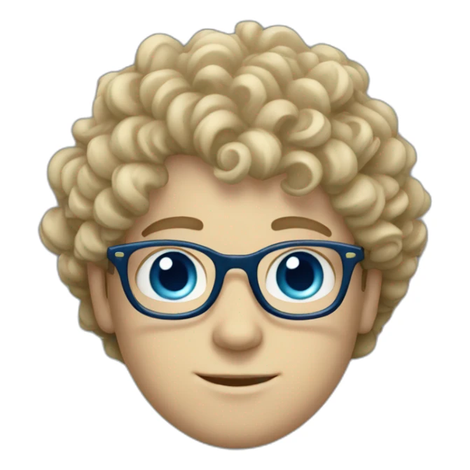 White boy with blue eyes with glasses with curly hair sticker