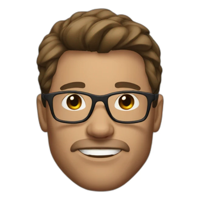 bodybuilder with brown hair and glasses without beard and clothes  sticker