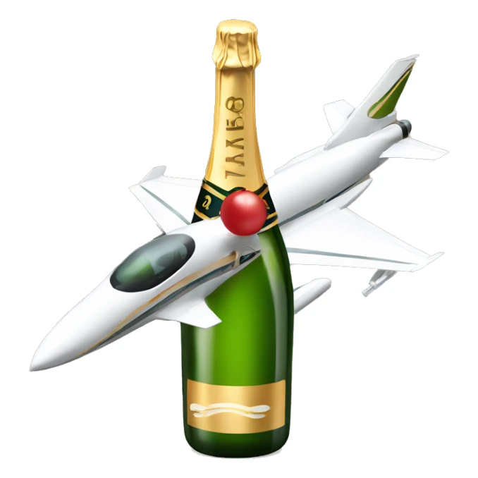 Jet on New Year’s with bottle of champagne  sticker