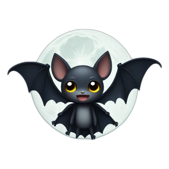 dark baby bat wings in front of full moon sticker