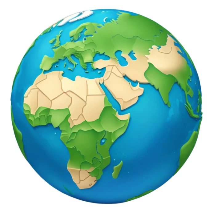 Earth globe with green landmasses creating a stylized 812 pattern, blue background, iOS emoji style, variation of previous design sticker
