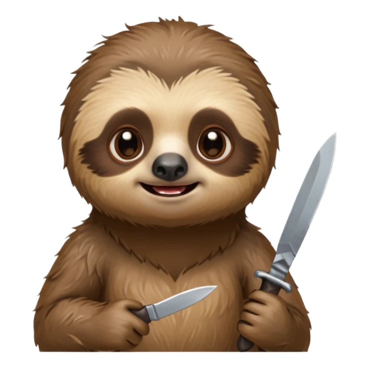 Cute little sloth holding a knife but looking evil sticker