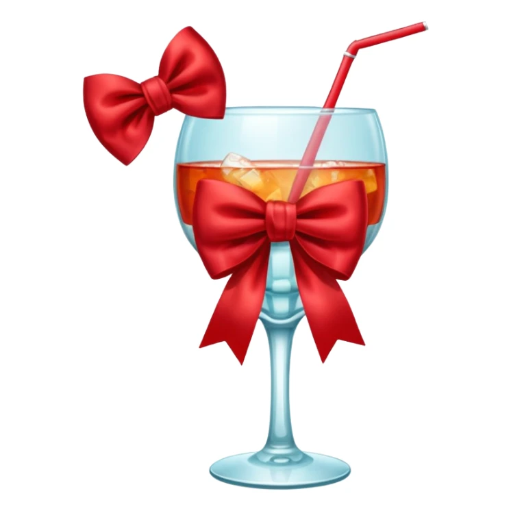 Red bow with a cup of drink sticker