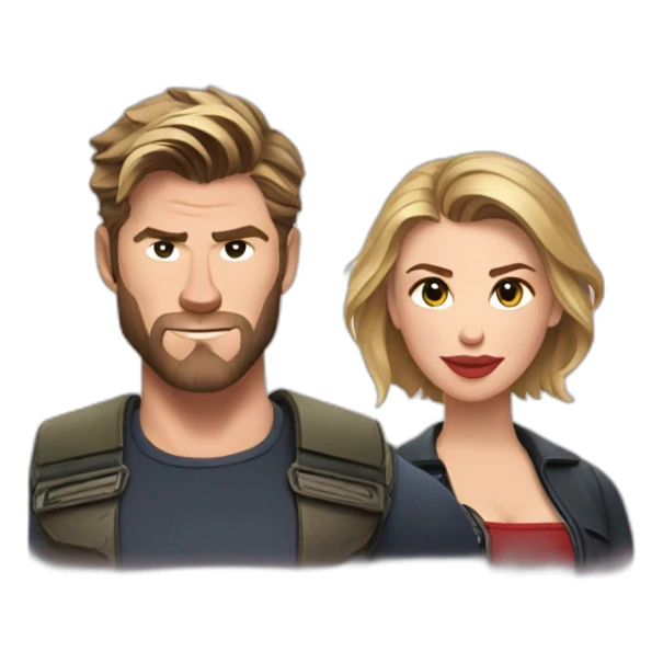 Scarlett Johansson and Chris Hemsworth sticker
