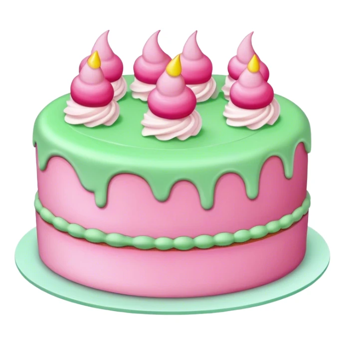 Pink cake with green cream sticker