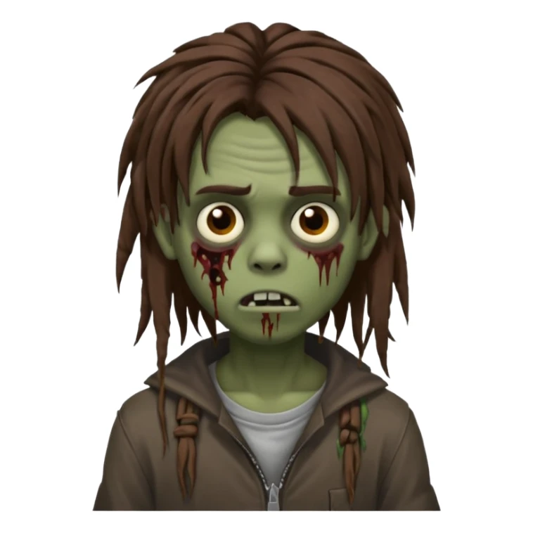 Boy, zombie, brown hair, medium long free form dreadlocks , emo, shaggy, dark, spooky, creepy expression sticker