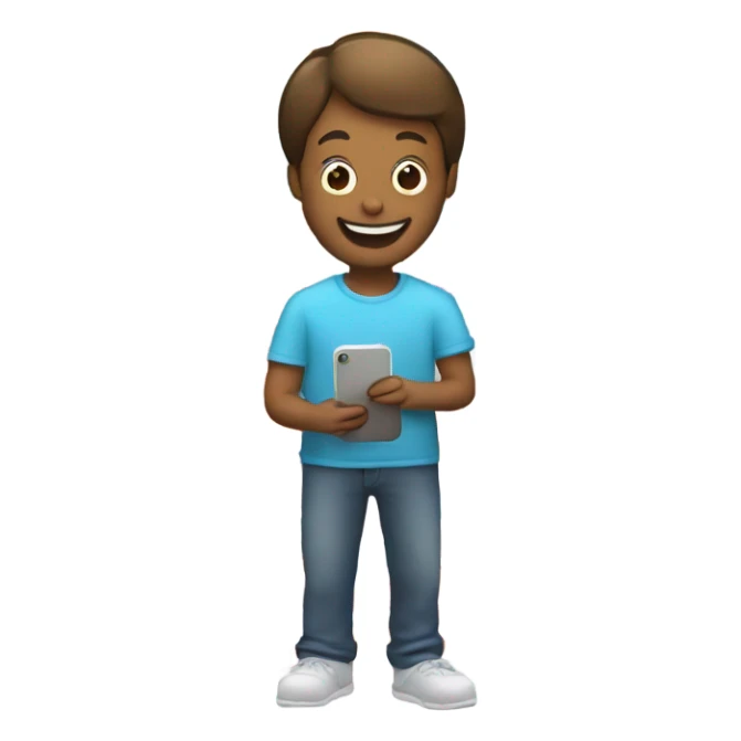 happy person with a smartphone showing charts sticker