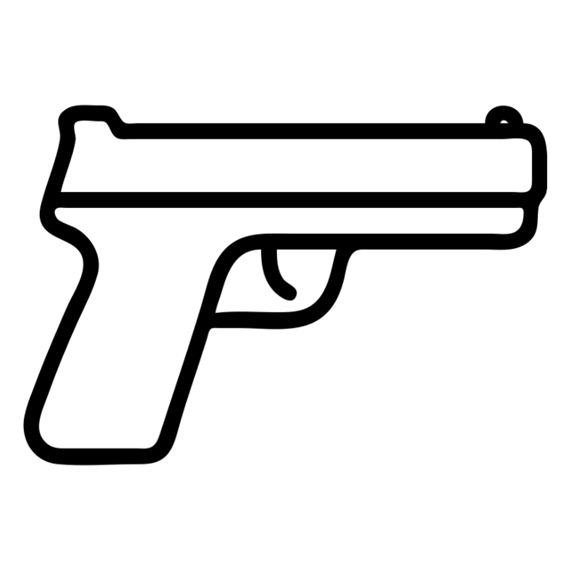 outlined gun icon, no fill, clean lines sticker