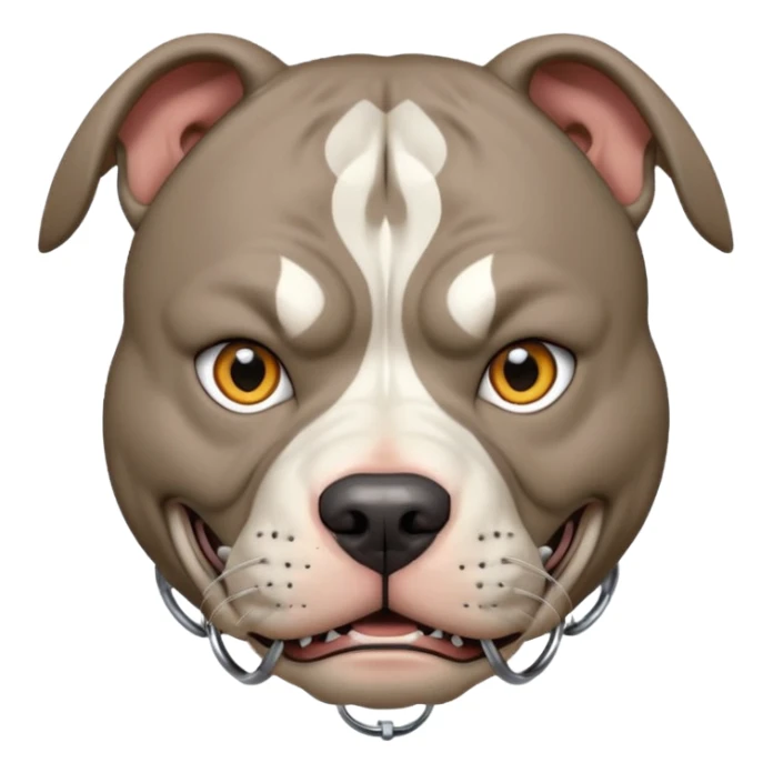 grey angry pitbull with collar and rinnegan eye sticker