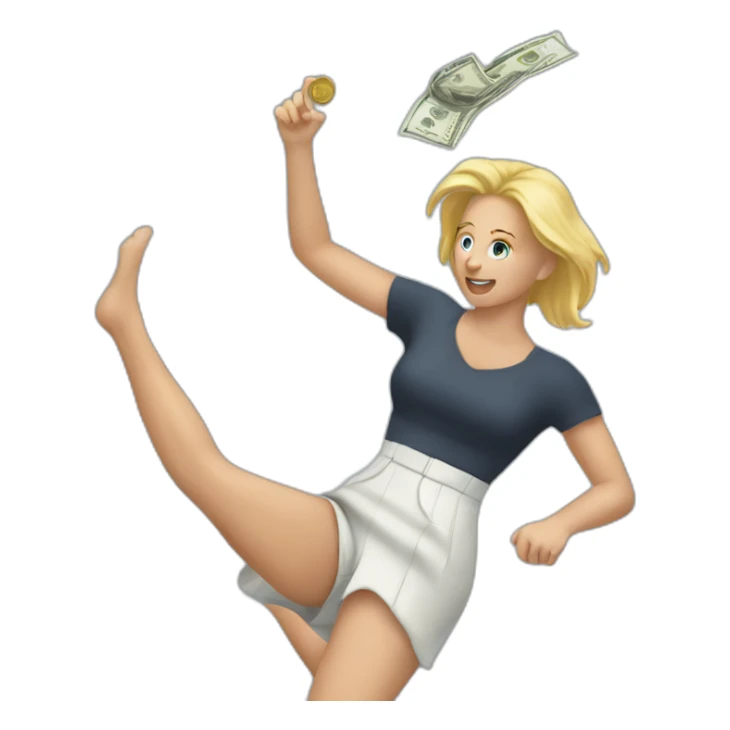 Money being thrown on woman with blonde hair sticker