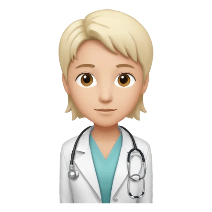 androgynous medium tone skin physician, NO stethoscope around neck sticker