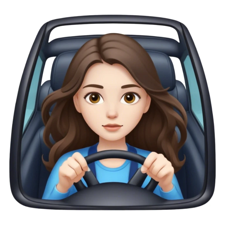 beautiful pale brunette girl with long hair driving car fast sticker