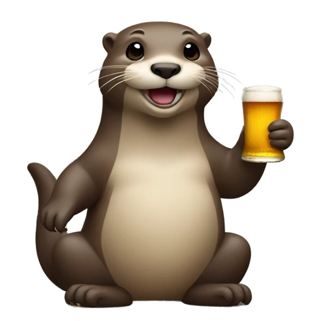 otter with beer in one hand and the other hand in stomach sticker